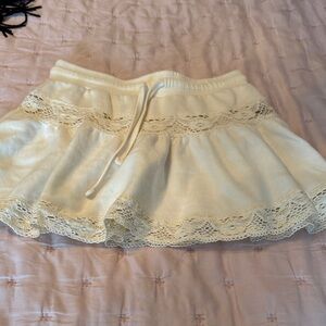 Urban Outfitters Cream Ribbed Waistband Mini Skirt